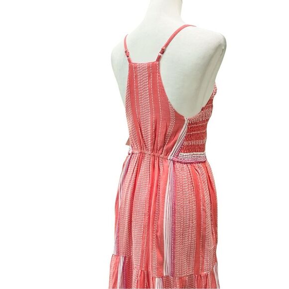 Liverpool LA Tiered Summer Maxi Dress Racerback Cotton Stripe Coral XS NWT - Picture 11 of 16
